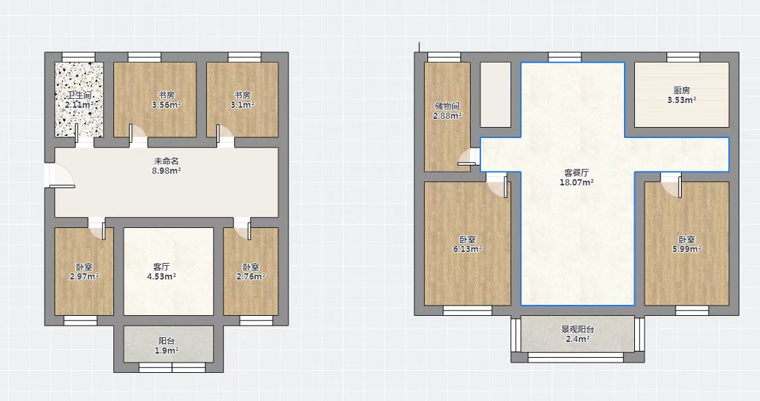 北濠山庄 6室3厅1卫 235.00m&sup2;