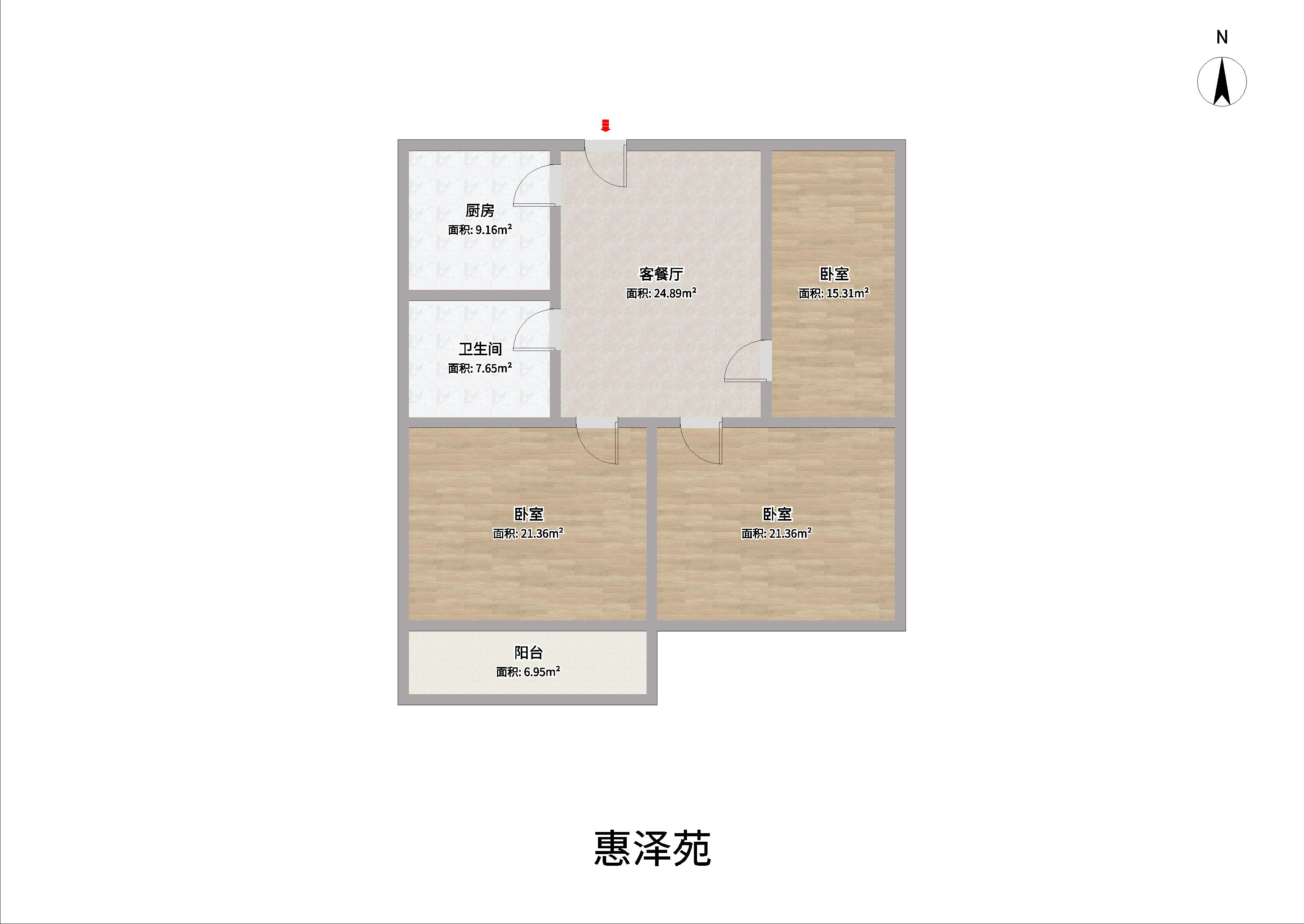 惠泽苑 3室1厅1卫 88m&sup2;