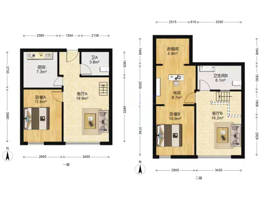 绿洲国际商务公馆C 2室2厅2卫 65m&sup2;