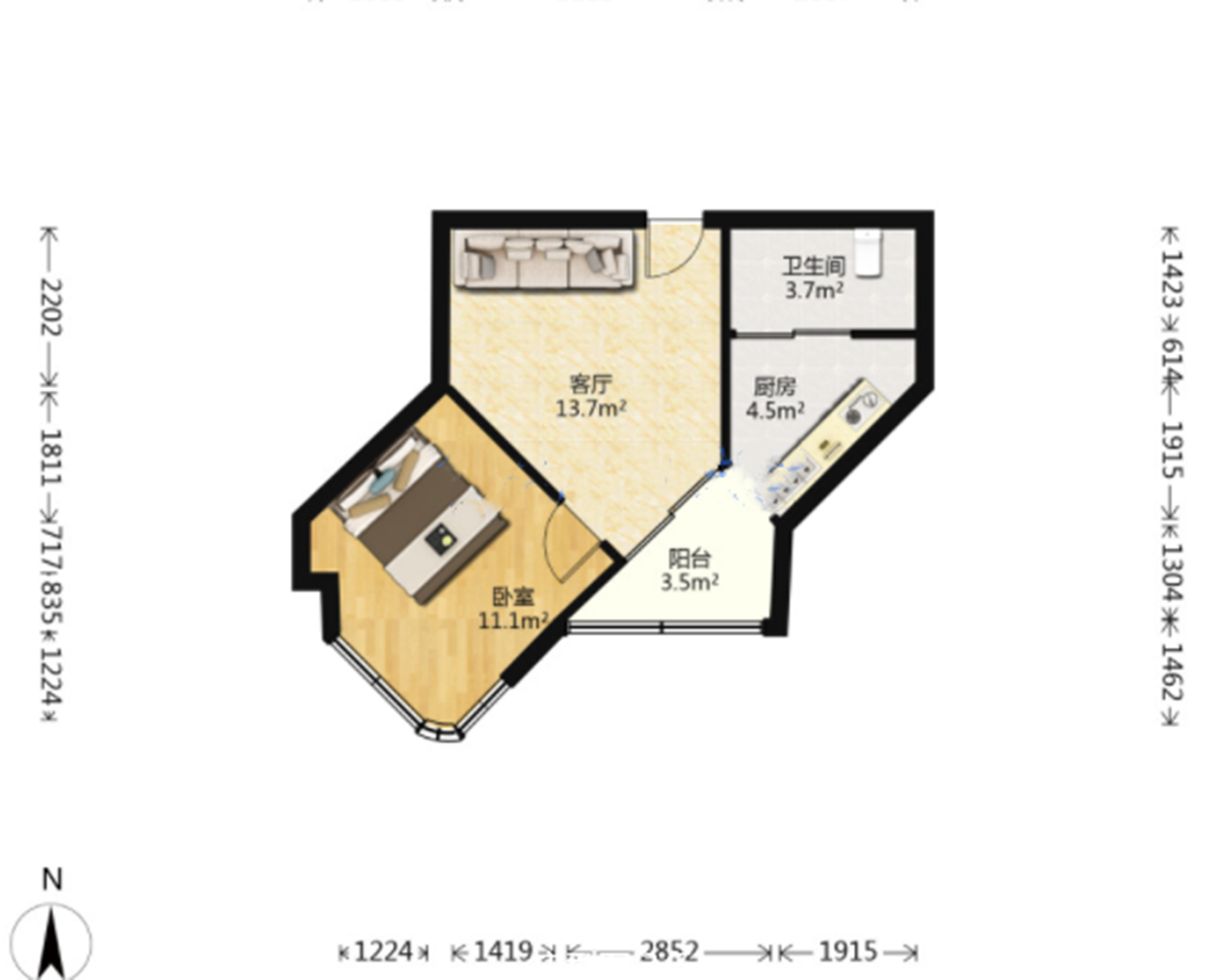 优山美地花园北区 1室0厅0卫 60.00m&sup2;