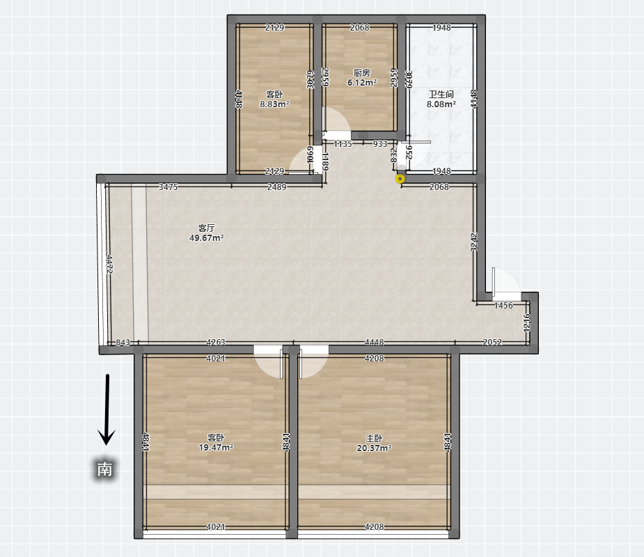 怡安花苑南区 4室2厅1卫 117.44m&sup2;