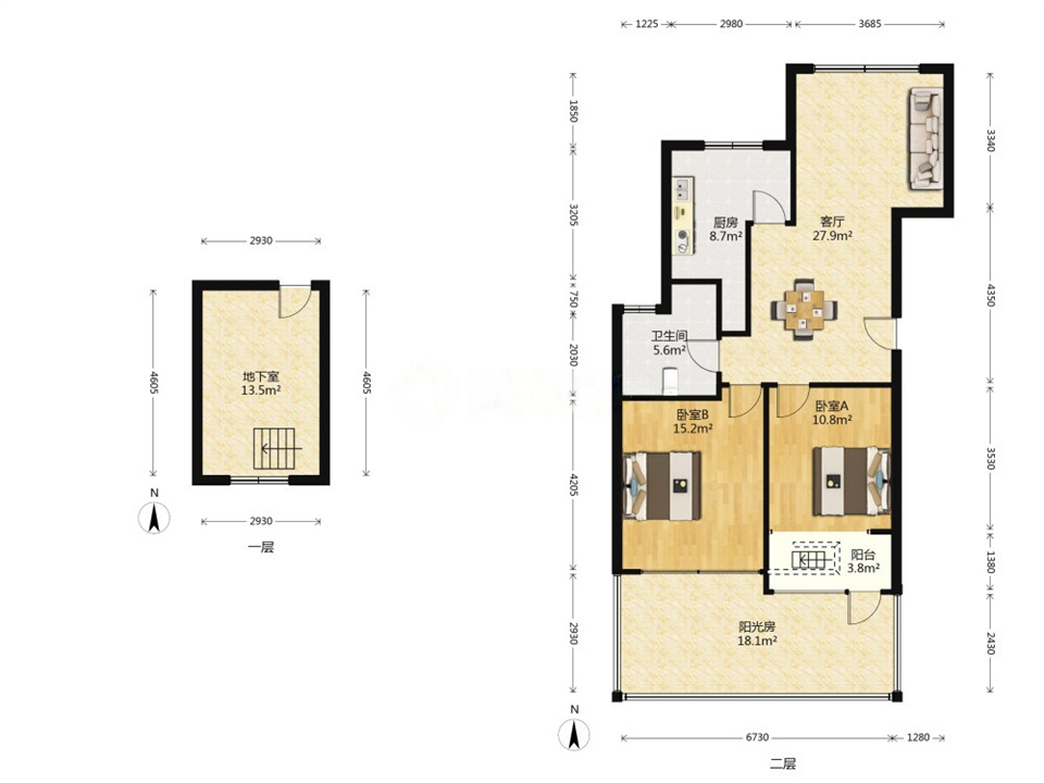 博园岚郡 2室1厅1卫 92.8m&sup2;