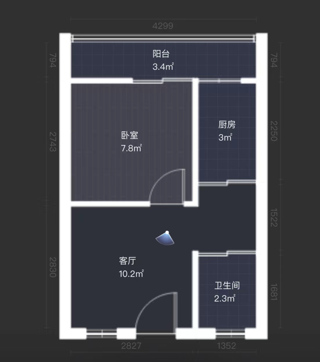 鑫湖国贸中心 1室1厅1卫 45m&sup2;