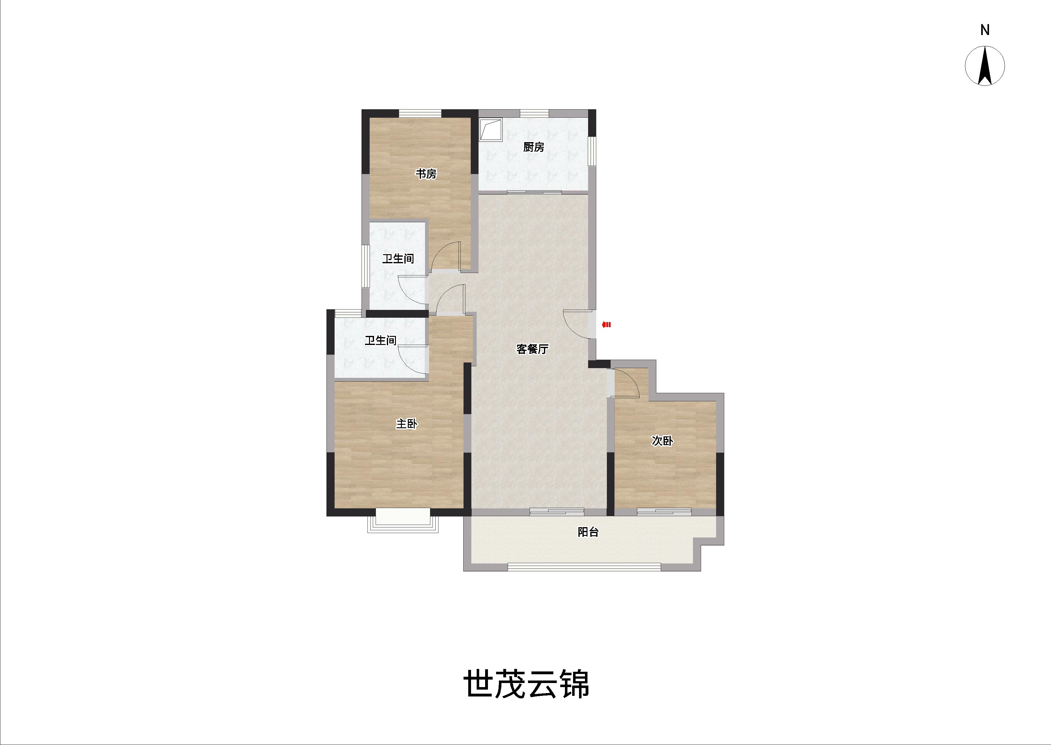 世茂云锦 3室2厅2卫 125m&sup2;