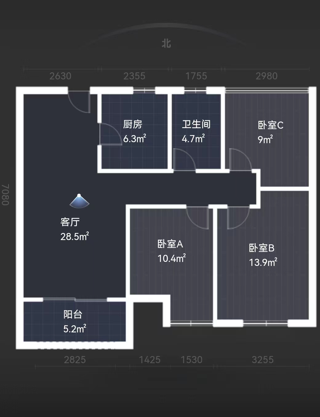 景瑞御府 2室2厅1卫 92m&sup2;