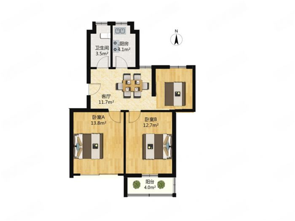 北濠桥东村 3室1厅1卫 76m&sup2;