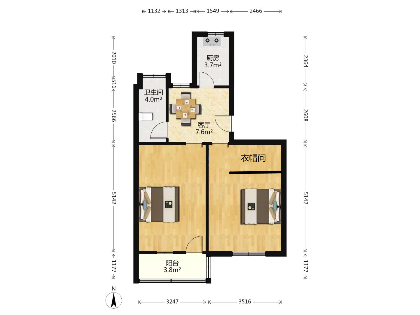 城港新村 2室1厅1卫 65.00m&sup2;