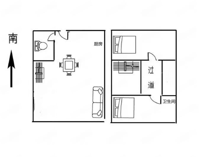 紫阳开心公寓 2室1厅2卫 51.00m&sup2;