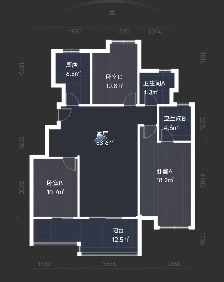 万科白鹭湾 3室2厅1卫 113.82m&sup2;