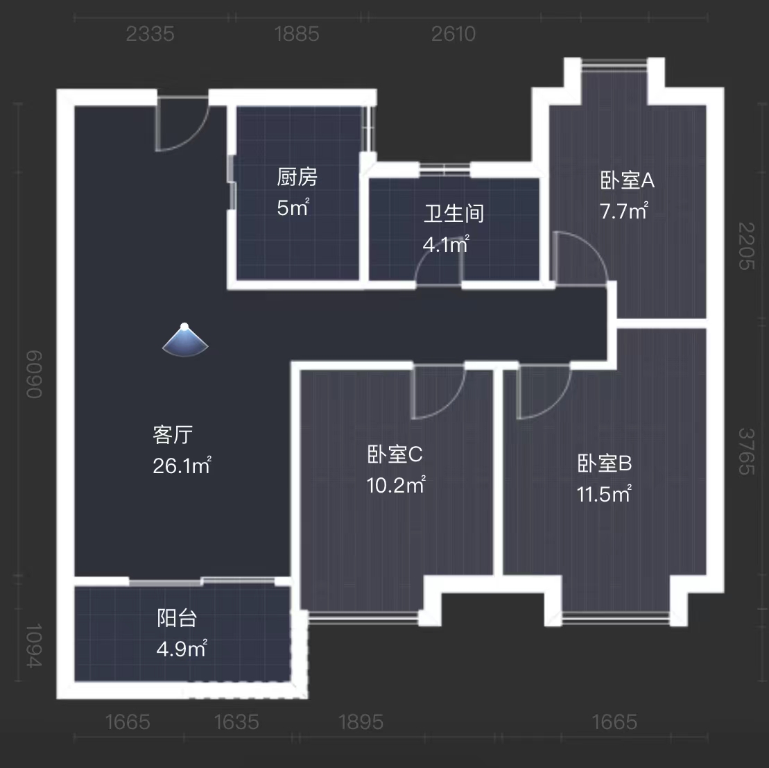 绿地新里城 3室1厅1卫 91m&sup2;