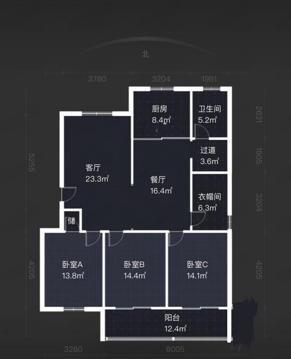 郭里园 3室2厅2卫 140m&sup2;