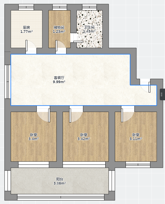 北濠桥东村 3室1厅1卫 108.00m&sup2;
