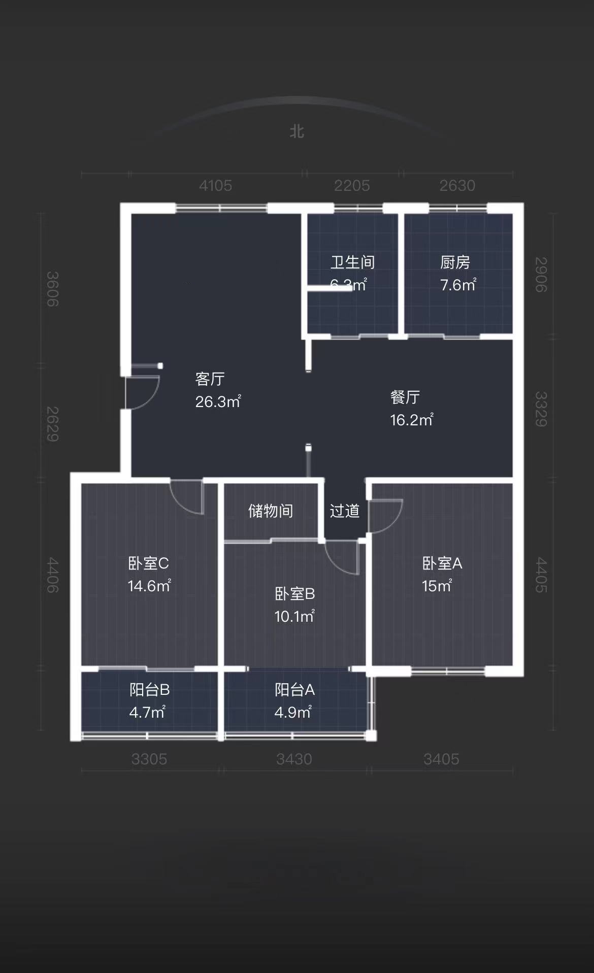 外滩小区 3室1厅1卫 116m&sup2;