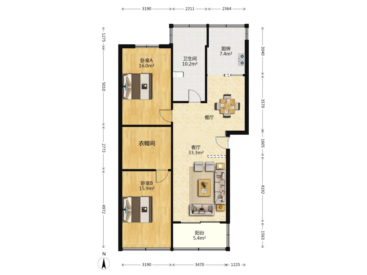 五山公寓 3室2厅1卫 105m&sup2;