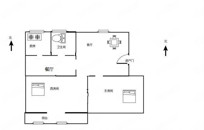 文峰新村 2室2厅1卫 88.98m&sup2;
