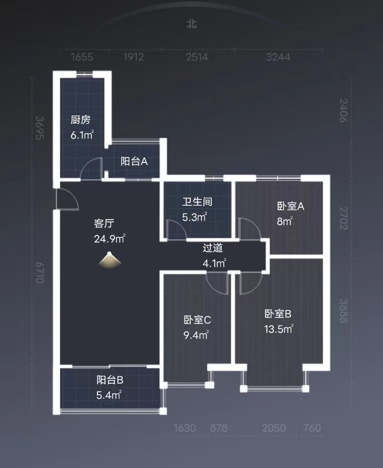 恒大悦珑湾 3室2厅2卫 104m&sup2;