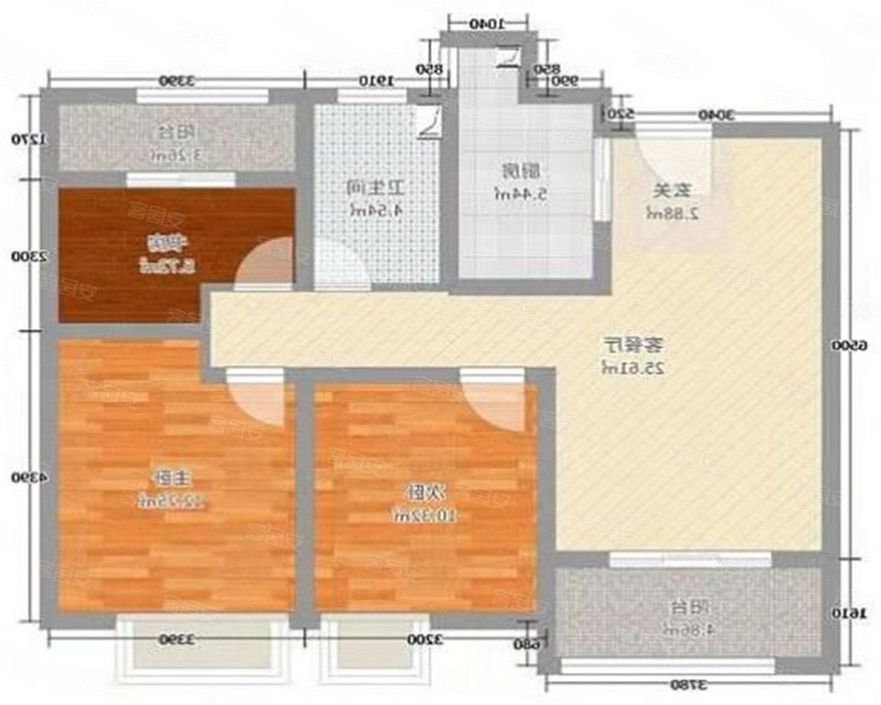 世茂公元 3室2厅1卫 89m&sup2;