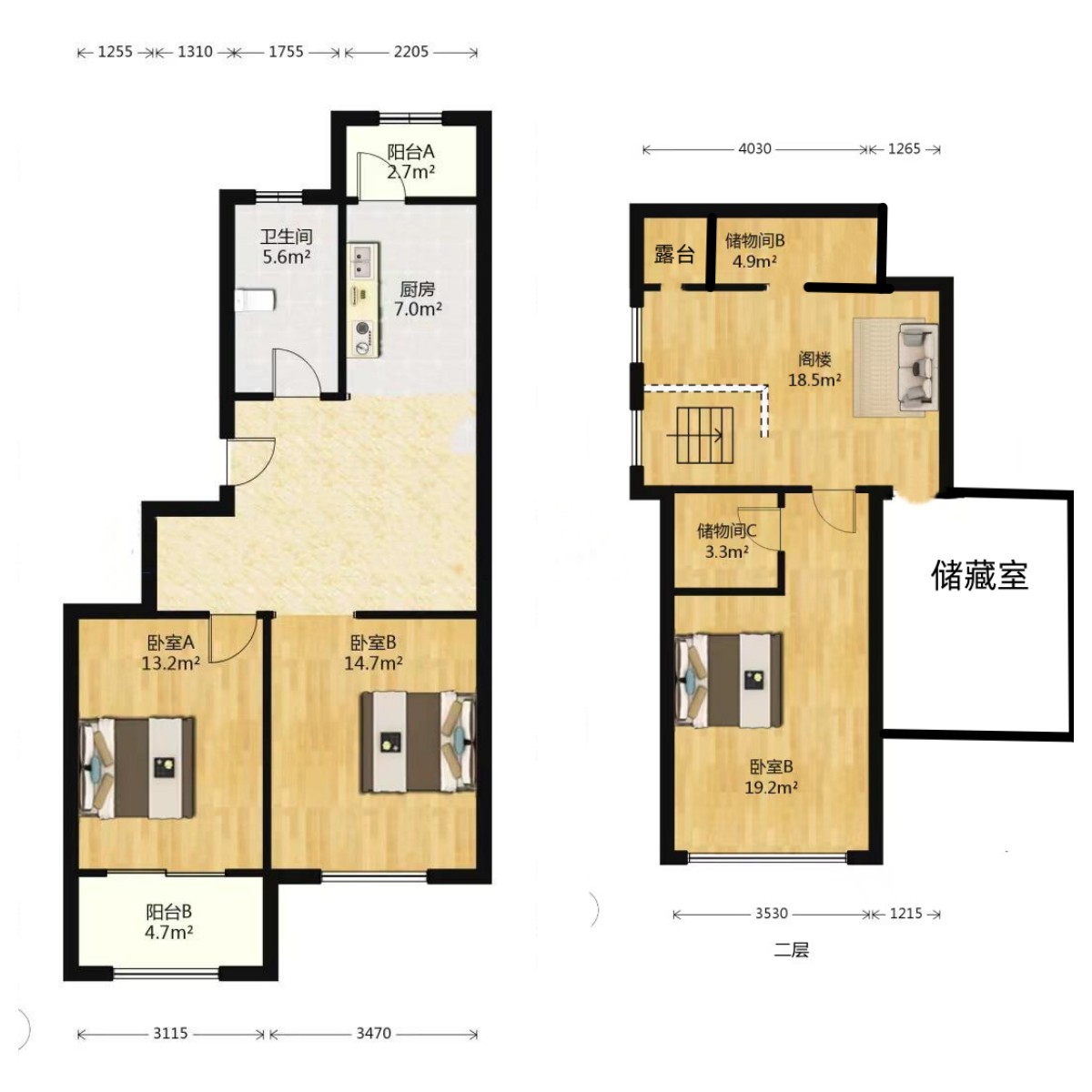 星月花园 3室2厅2卫 77.98m&sup2;
