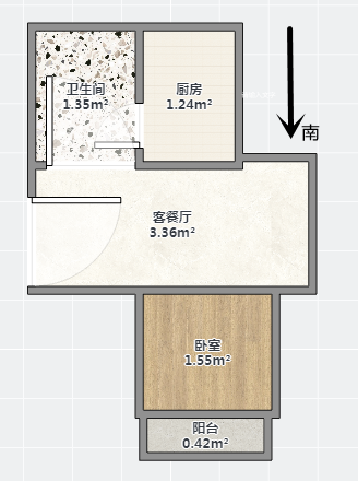 板桥南村东 1室1厅1卫 46.00m&sup2;