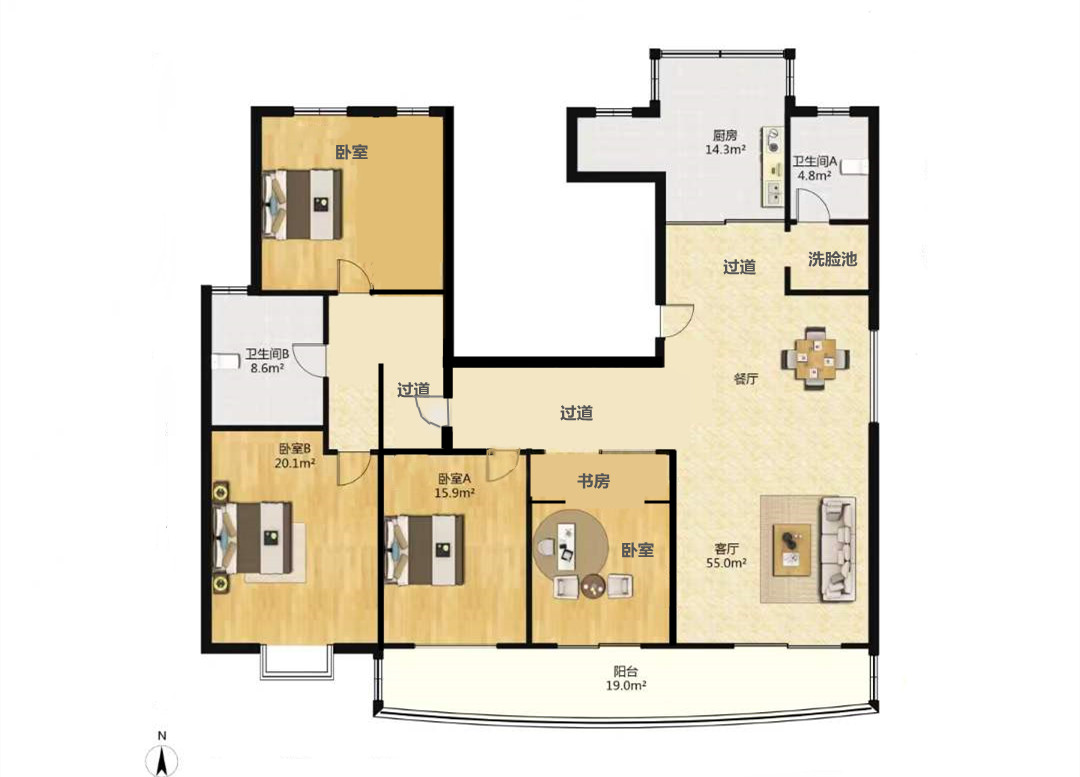 天安花园 4室2厅2卫 236.77m&sup2;