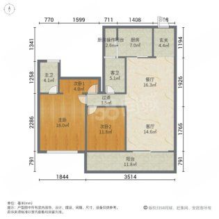 碧桂园时代悦城 3室2厅2卫 110m&sup2;