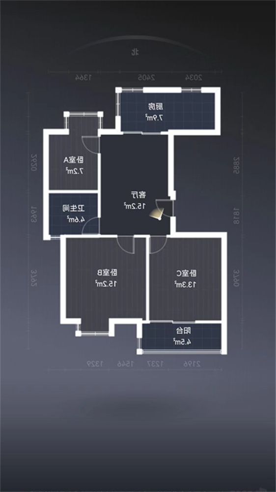 中港城 2室2厅1卫 89m&sup2;