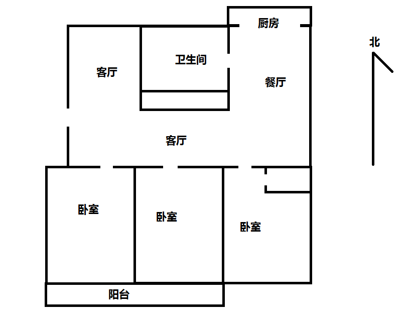 北濠顺遂楼 3室1厅1卫 134m&sup2;