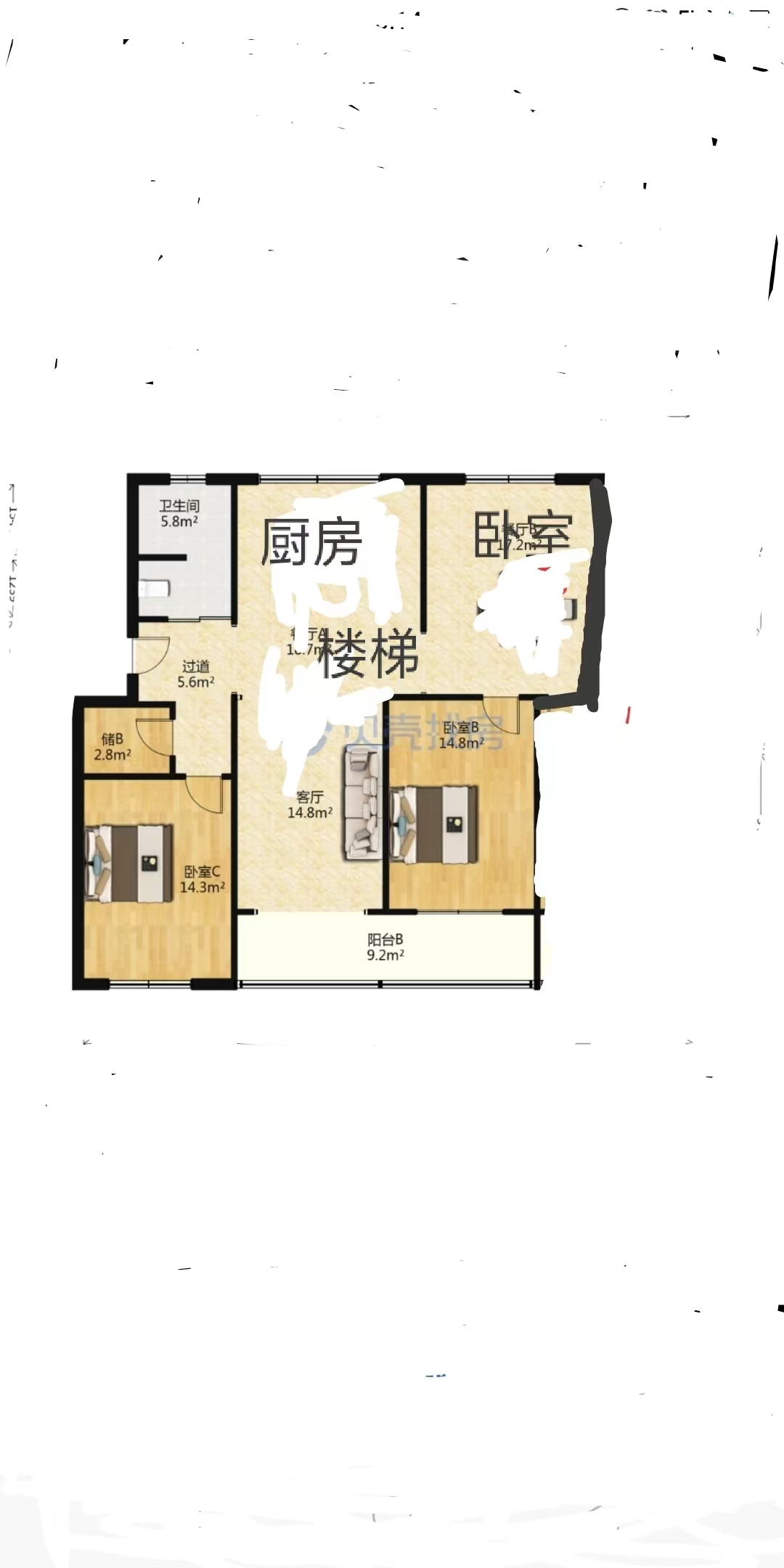 富贵北园 5室2厅2卫 126.00m&sup2;