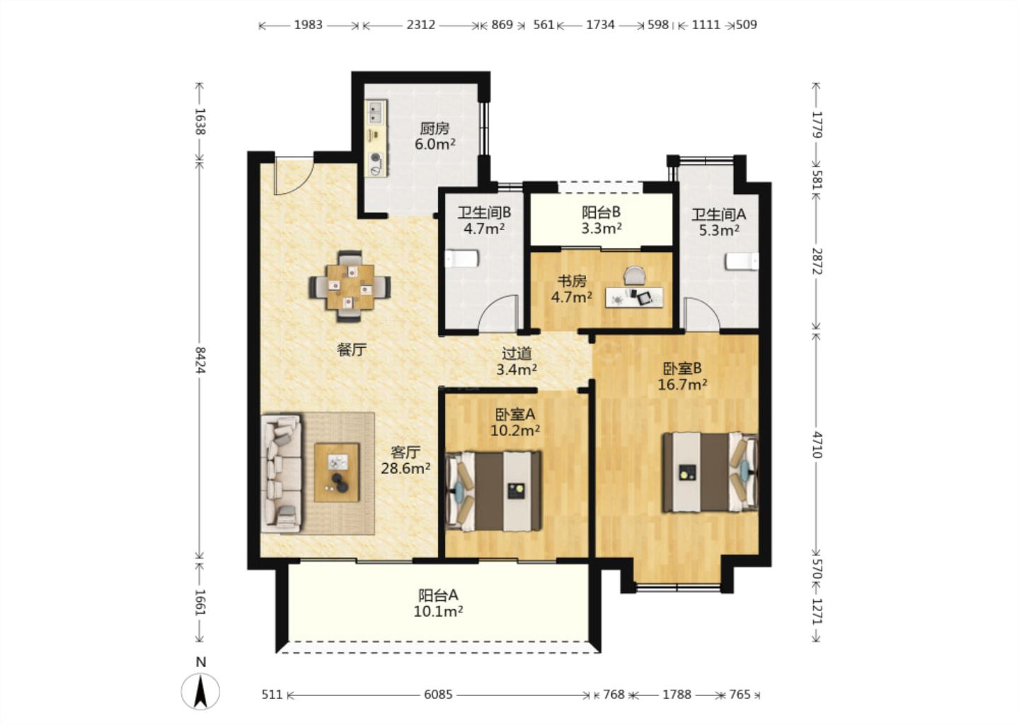 华润悦锦湾 3室2厅2卫 116.88m&sup2;