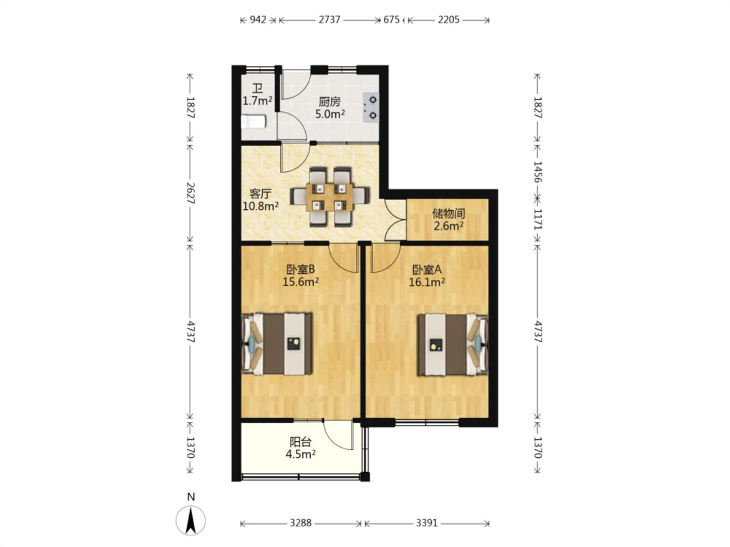 解放新村 2室1厅1卫 68.09m&sup2;