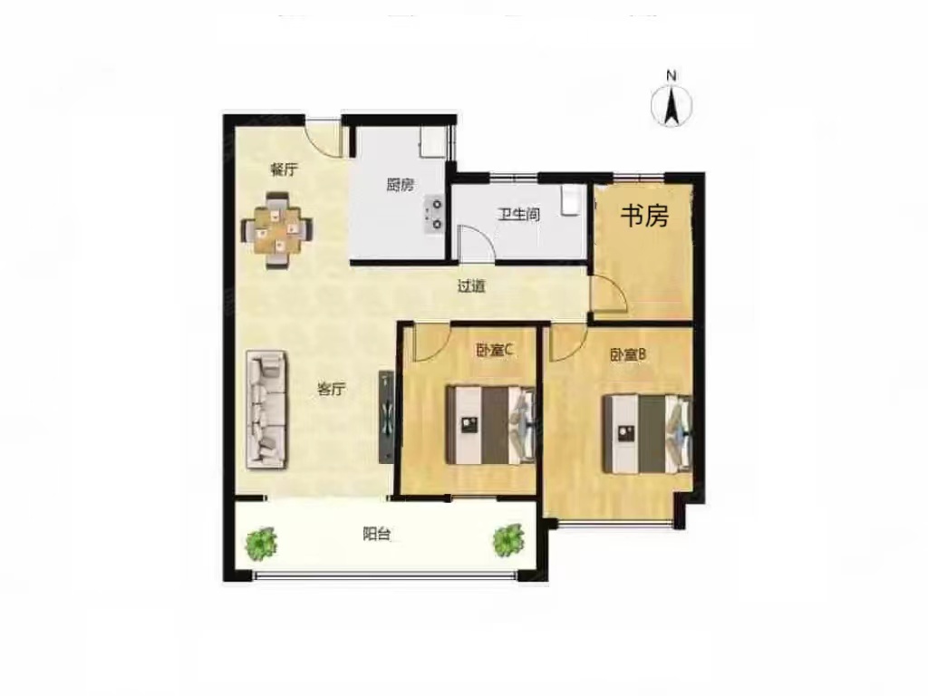 万濠星城 3室1厅1卫 95m&sup2;