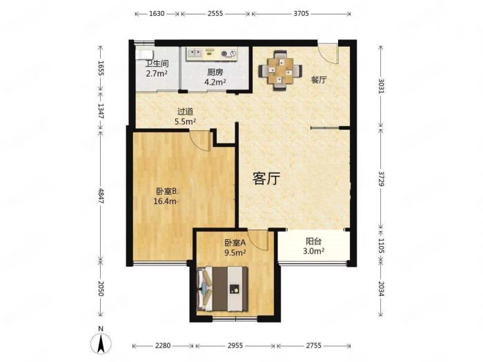 印象公馆 2室2厅1卫 93m&sup2;