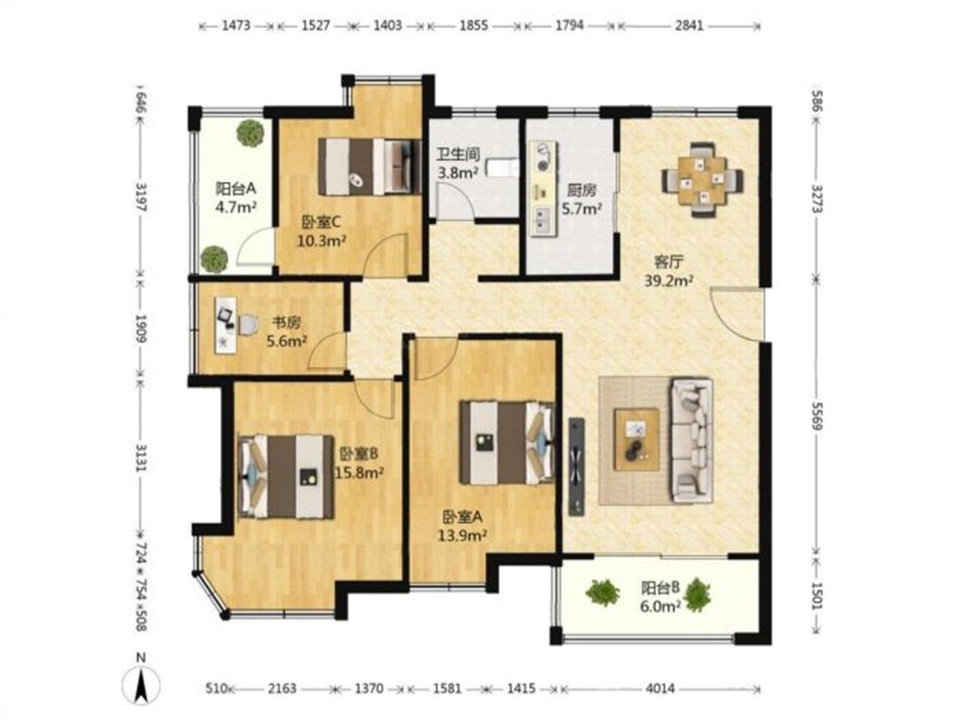 帝奥世伦名郡 3室2厅2卫 140m&sup2;