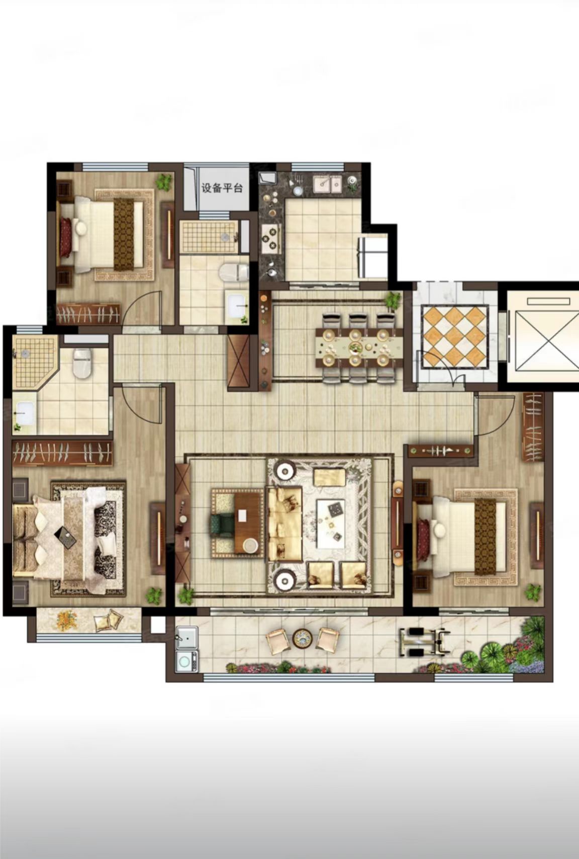 雅居乐鑫基中央公馆西区 3室2厅2卫 134.00m&sup2;