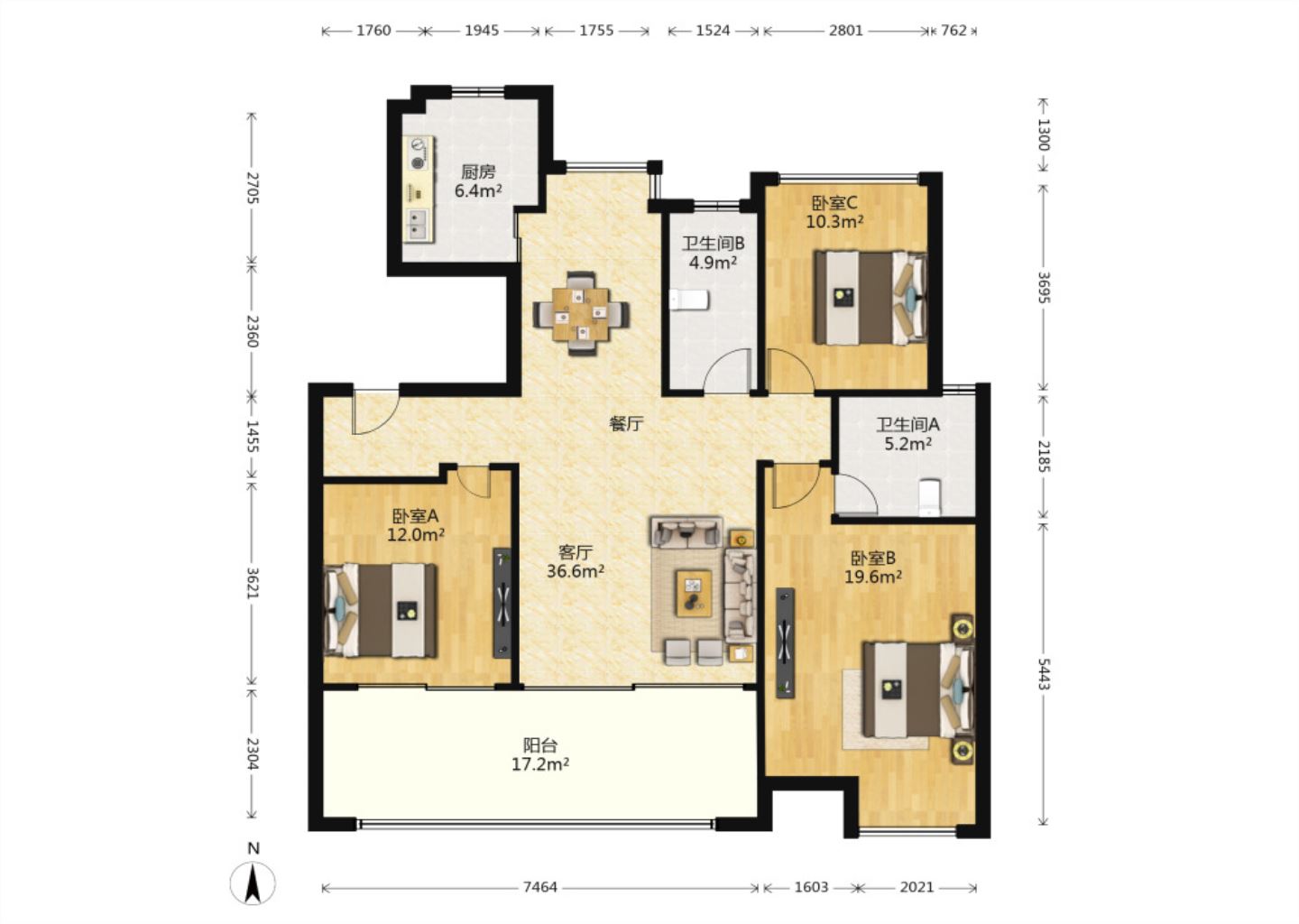 远创樾府 3室2厅2卫 123m&sup2;