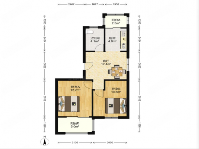光明嘉苑 2室1厅1卫 72m&sup2;