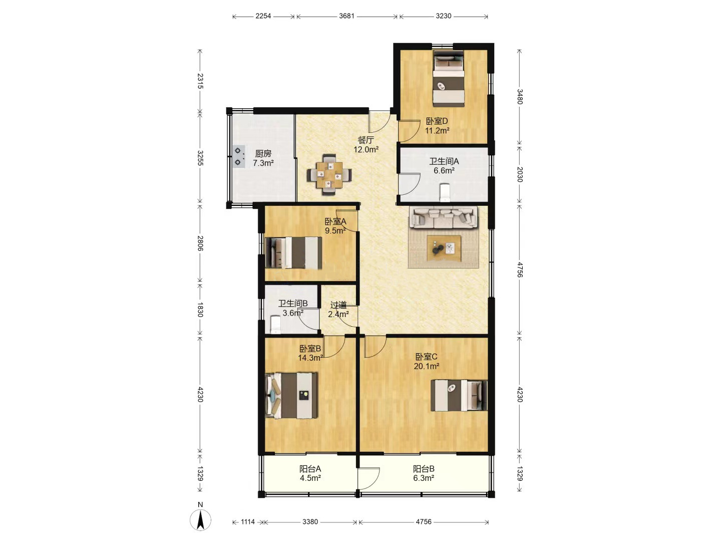 启秀南苑 3室2厅2卫 144m&sup2;