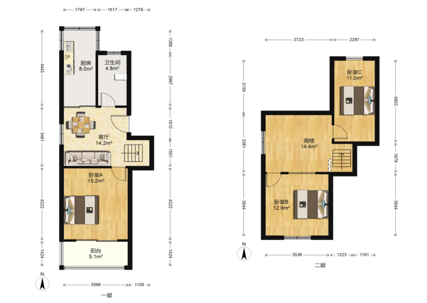 春天花园 2室1厅1卫 91.00m&sup2;