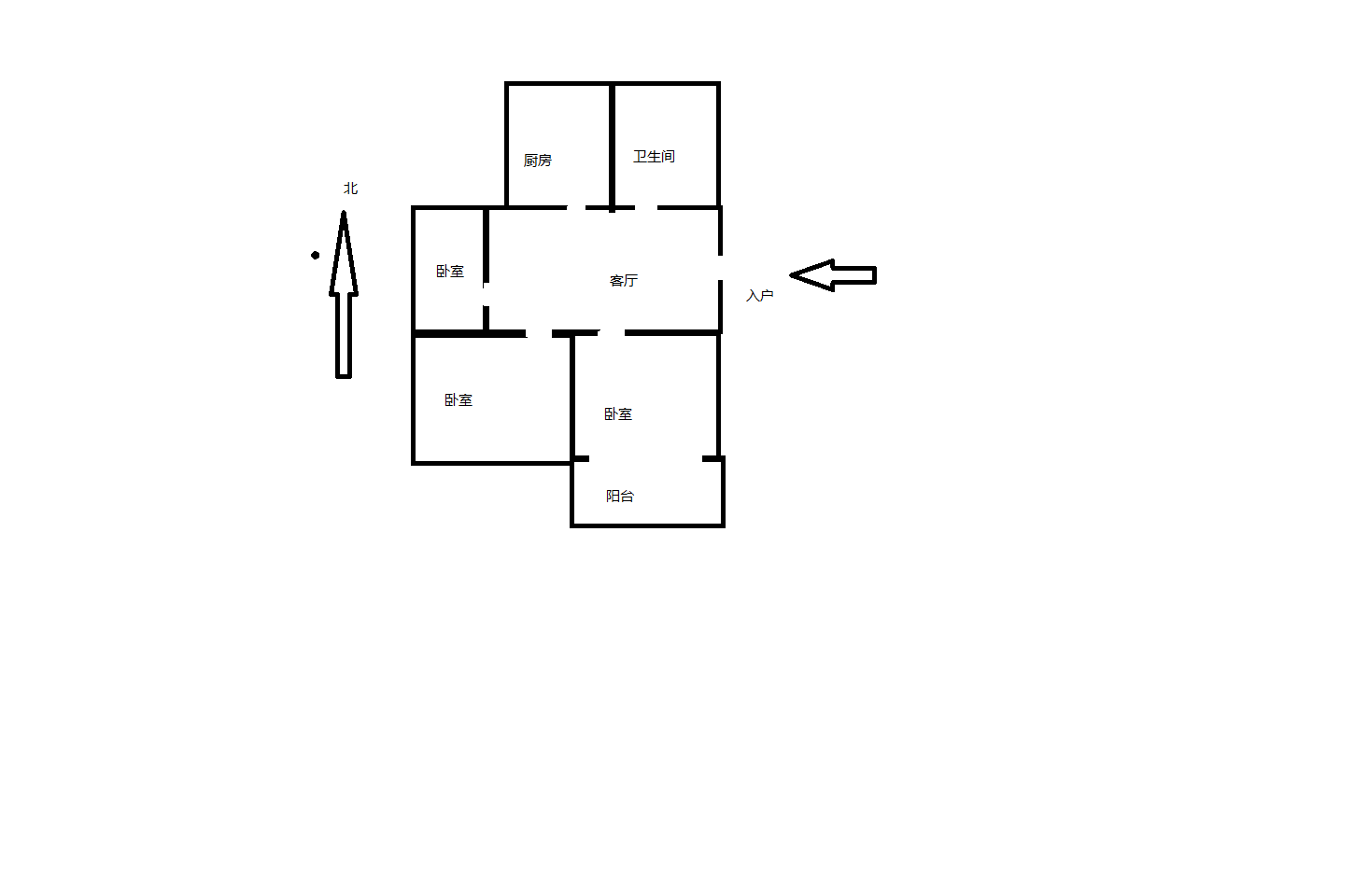 新桃园 3室1厅1卫 85m&sup2;