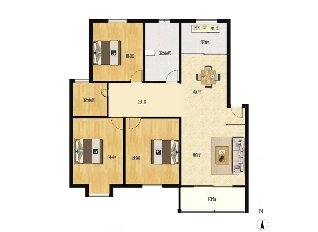 海港新村 3室2厅2卫 143.00m&sup2;