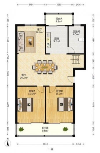 新胜花苑西区 3室2厅1卫 105m&sup2;