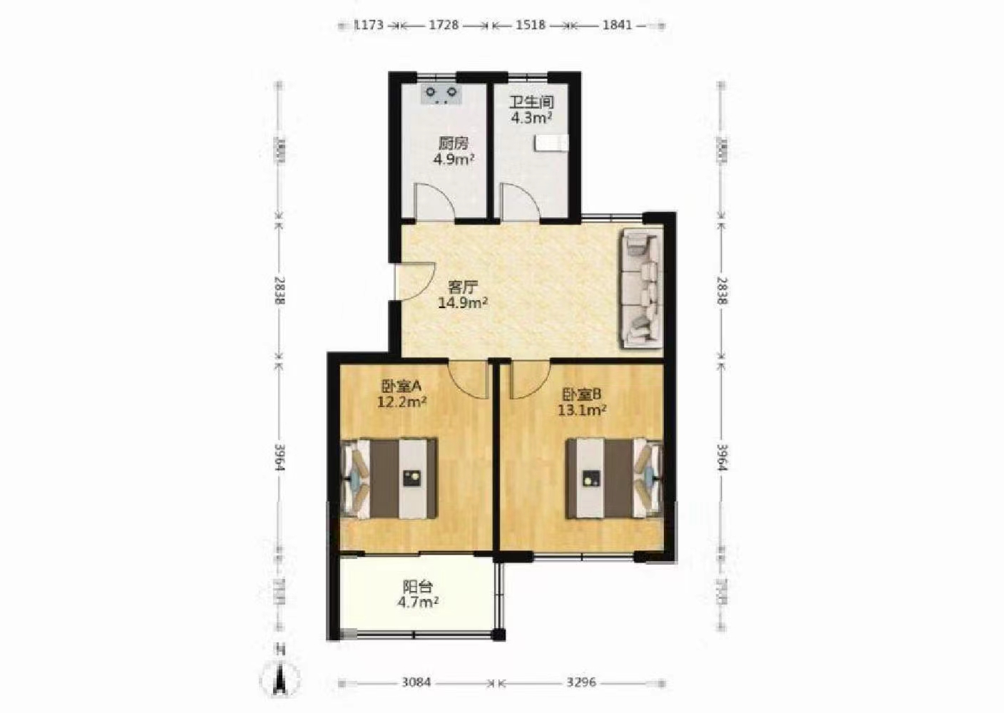 人民中路128号院 1室0厅0卫 67.00m&sup2;