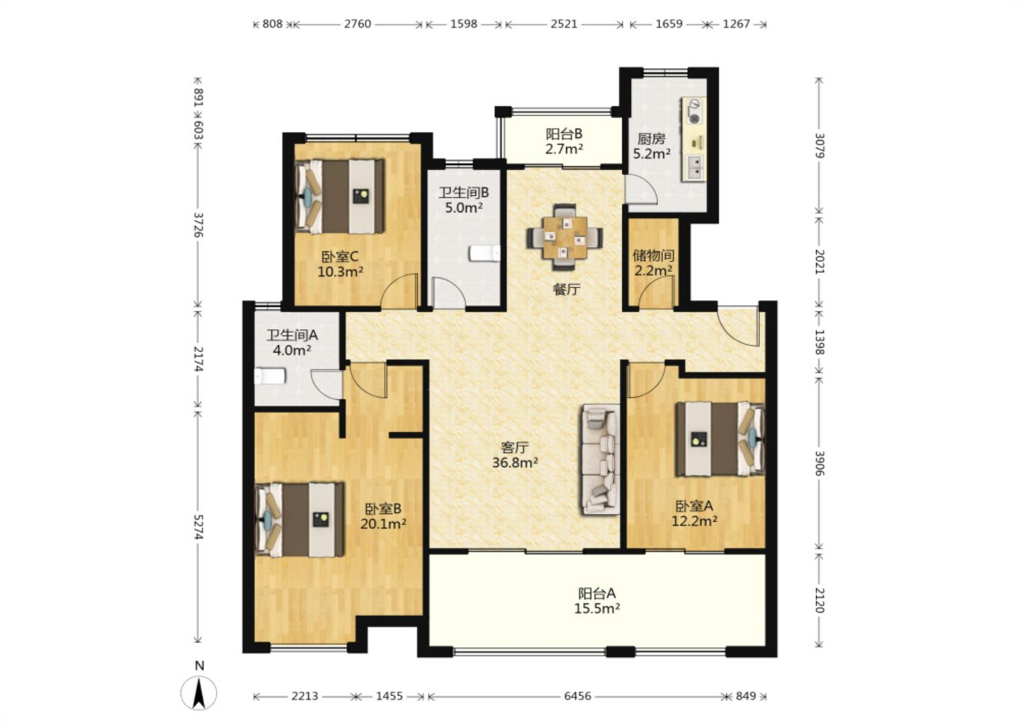 万科白鹭郡 3室2厅2卫 123m&sup2;