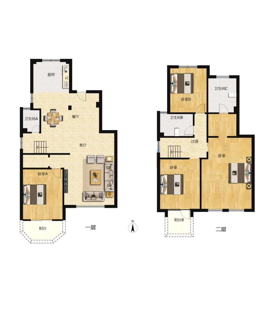 军山花园 4室2厅3卫 260.00m&sup2;