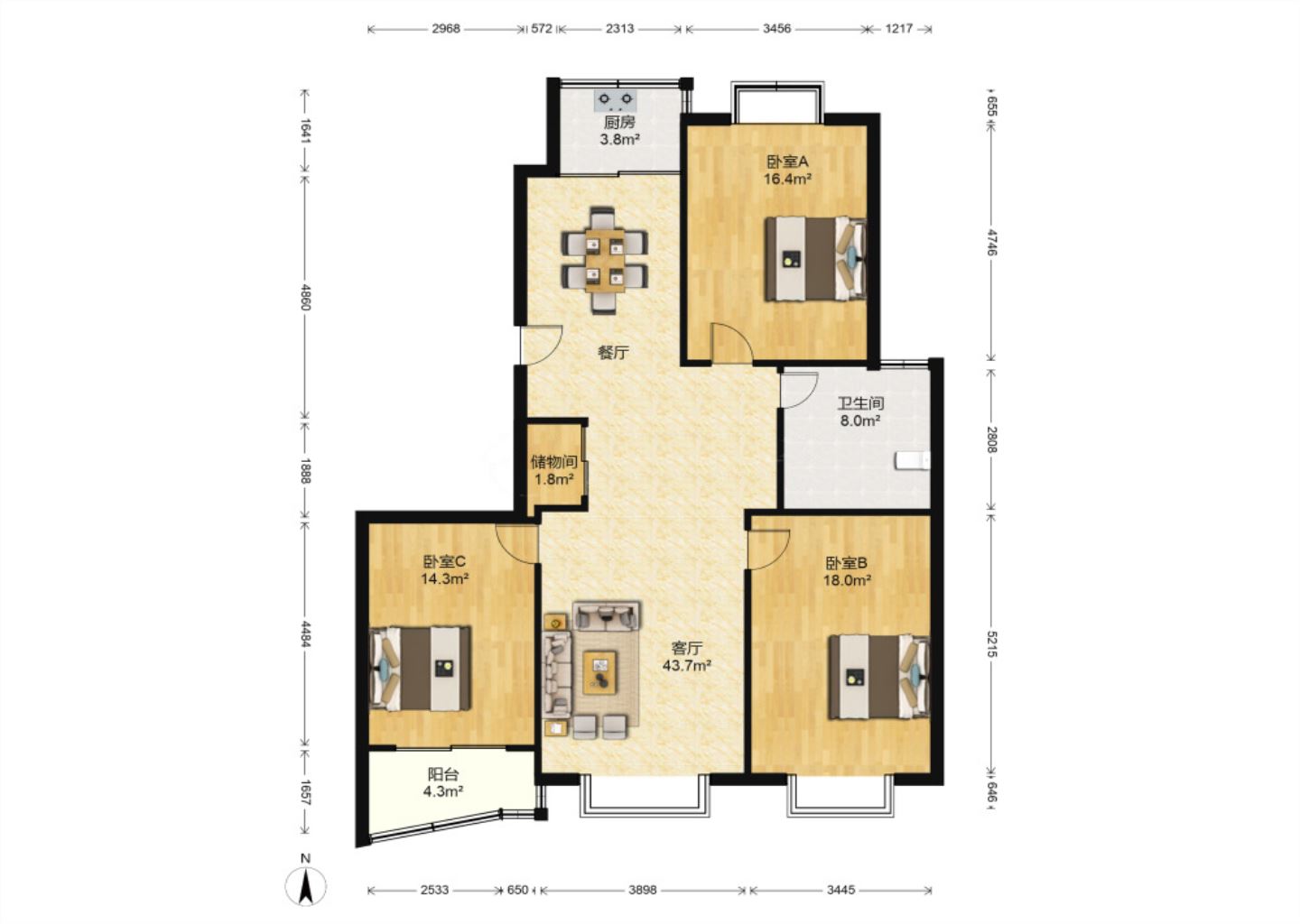 友谊家园 3室2厅1卫 137.08m&sup2;