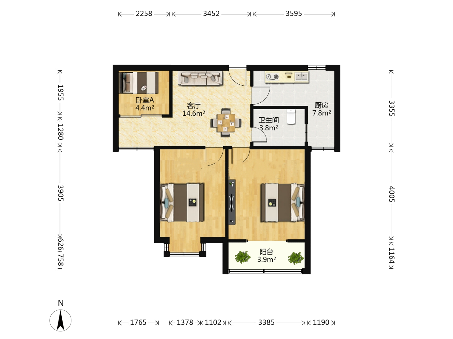 融悦华庭 2室2厅1卫 87.00m&sup2;