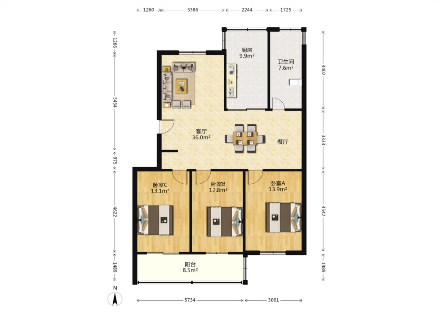 怡园北村北区 2室1厅1卫 62m²