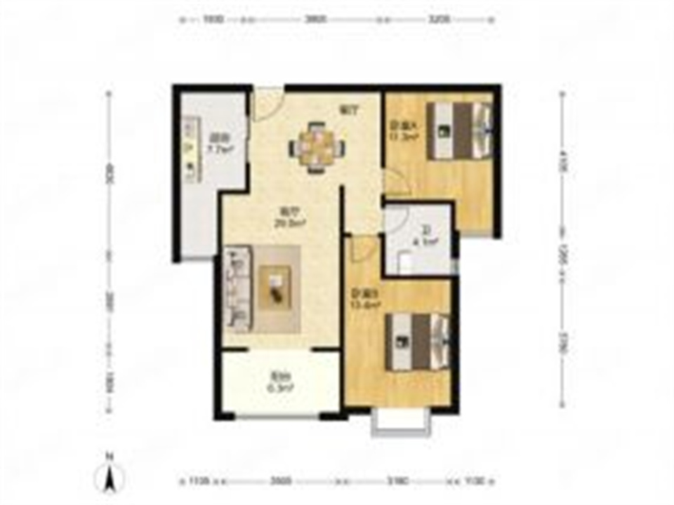 华强城 2室2厅1卫 90m&sup2;