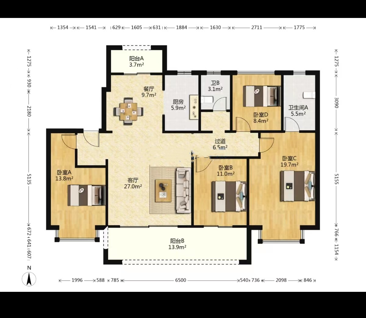 林肯公园 4室2厅2卫 142m&sup2;