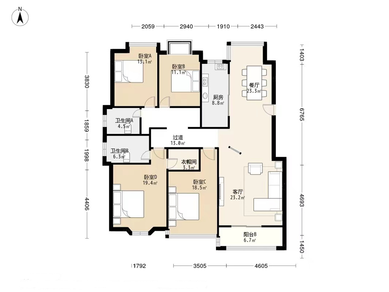 益兴名流府 4室2厅2卫 178.00m&sup2;